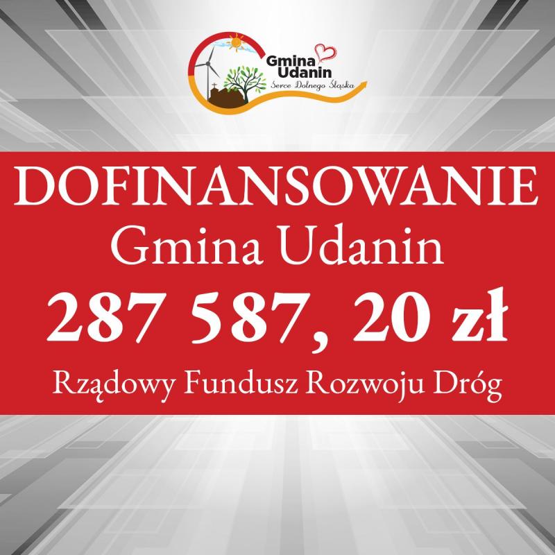 287 587, 20 z dofinansowania dla gminy Udanin 